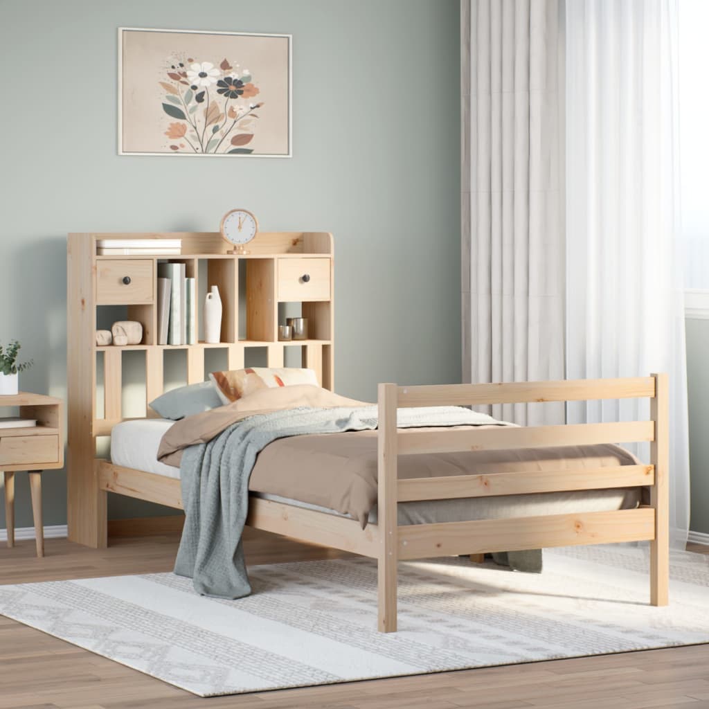 Bookcase Bed without Mattress 75x190 cm Small Single Solid Wood Pine