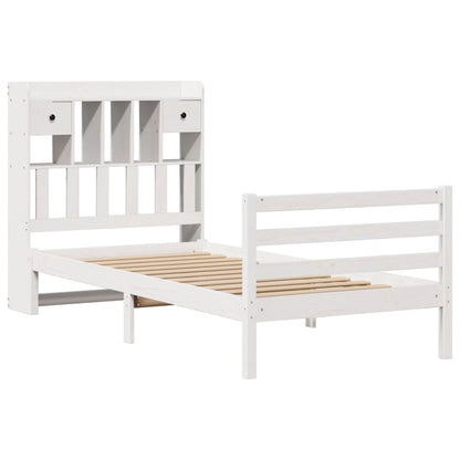 Bookcase Bed without Mattress White 90x190 cm Single Solid Wood Pine