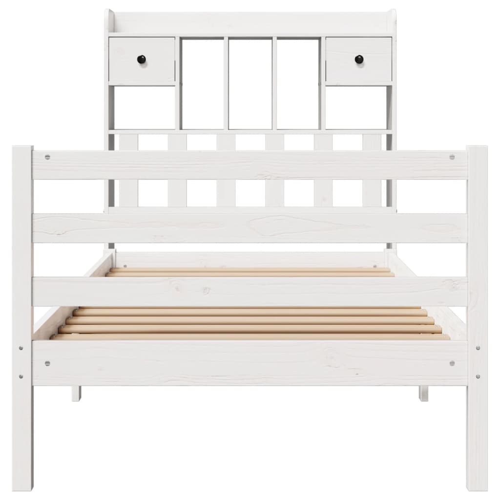 Bookcase Bed without Mattress White 90x190 cm Single Solid Wood Pine