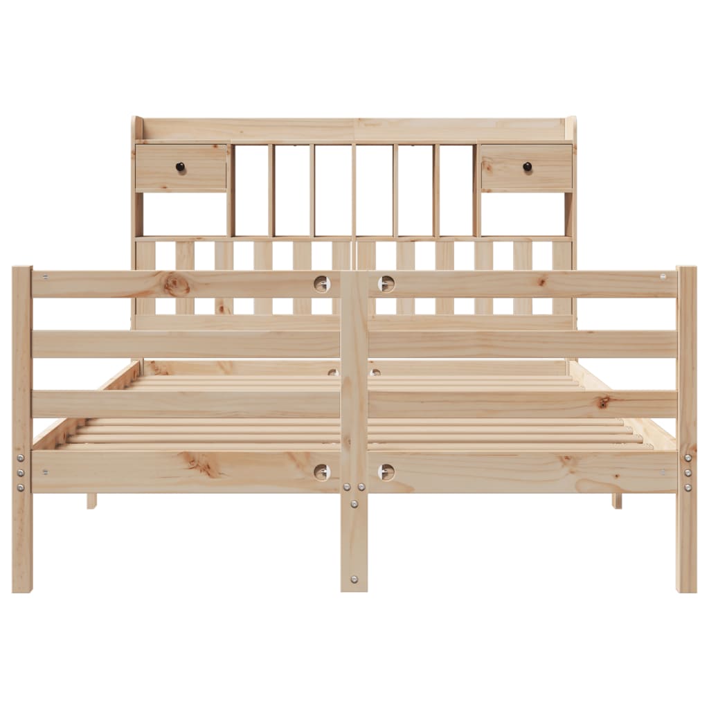 Bookcase Bed without Mattress 150x200 cm King Size Solid Wood Pine