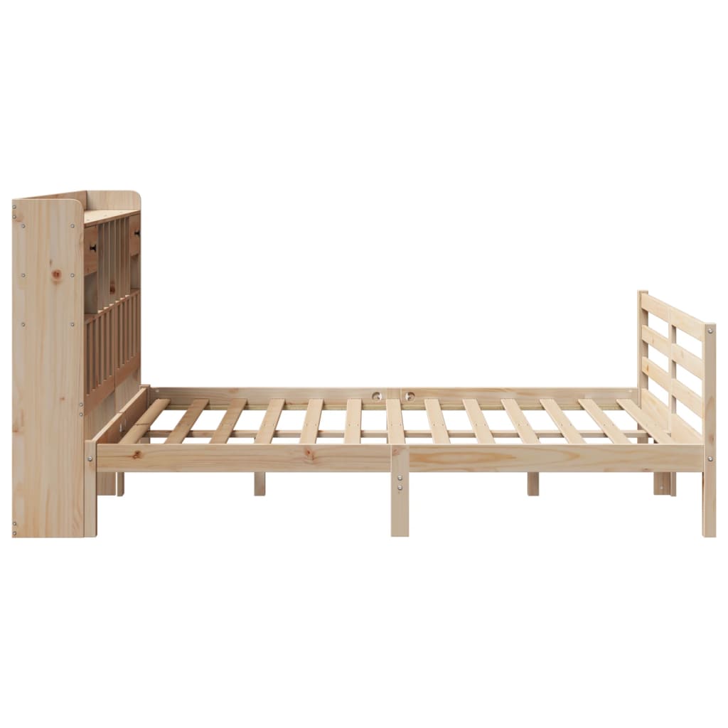 Bookcase Bed without Mattress 150x200 cm King Size Solid Wood Pine