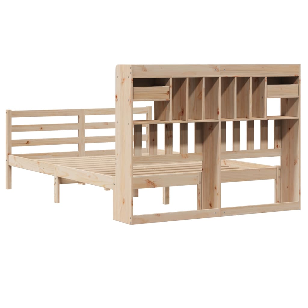 Bookcase Bed without Mattress 150x200 cm King Size Solid Wood Pine