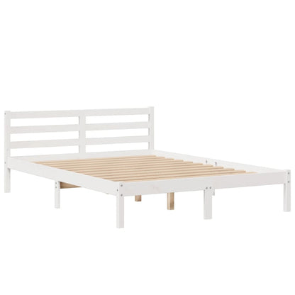 Bookcase Bed without Mattress White 150x200 cm King Size Solid Wood Pine