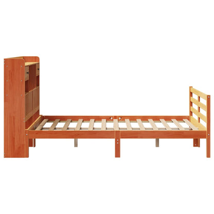 Bookcase Bed without Mattress Wax Brown 120x190 cm Small Double Solid Wood Pine