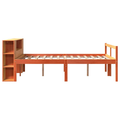 Bookcase Bed without Mattress Wax Brown 135x190 cm Double Solid Wood