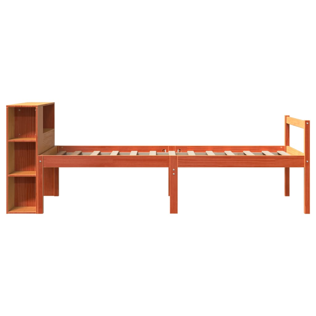 Bookcase Bed without Mattress Wax Brown 75x190 cm Small Single Solid Wood