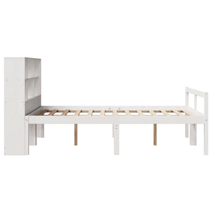 Bookcase Bed without Mattress White 135x190 cm Double Solid Wood Pine