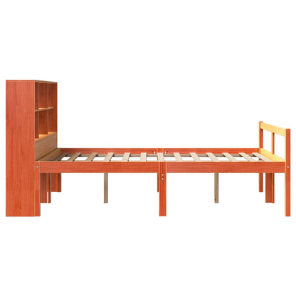 Bookcase Bed without Mattress Wax Brown 120x190 cm Small Double Solid Wood