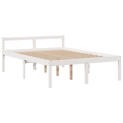 Bookcase Bed without Mattress White 150x200 cm King Size Solid Wood Pine