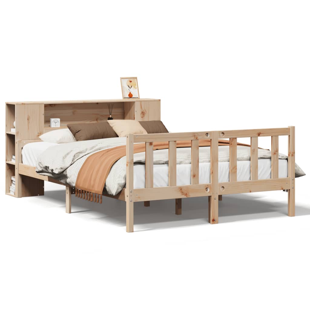 Bookcase Bed without Mattress 150x200 cm King Size Solid Wood Pine