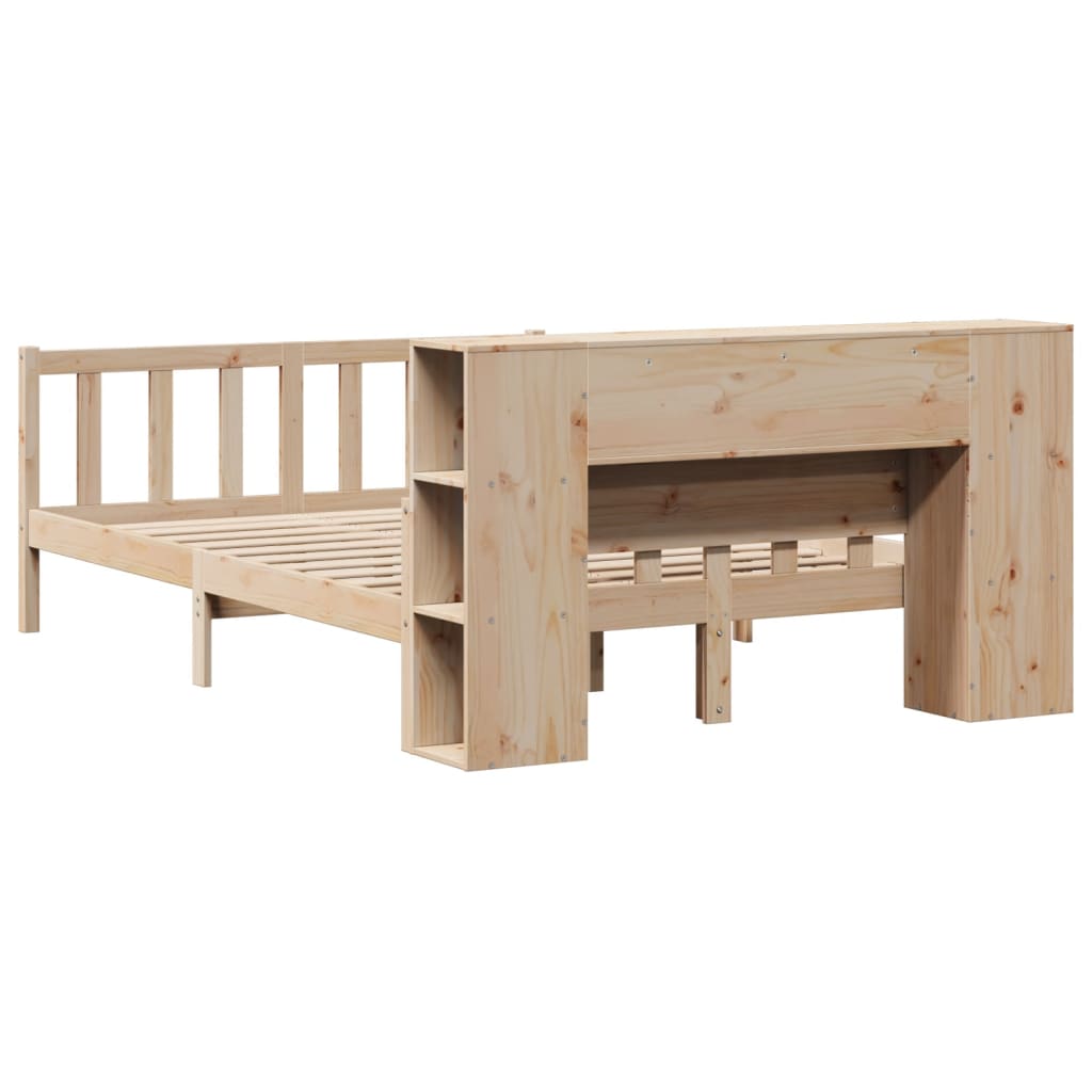 Bookcase Bed without Mattress 150x200 cm King Size Solid Wood Pine