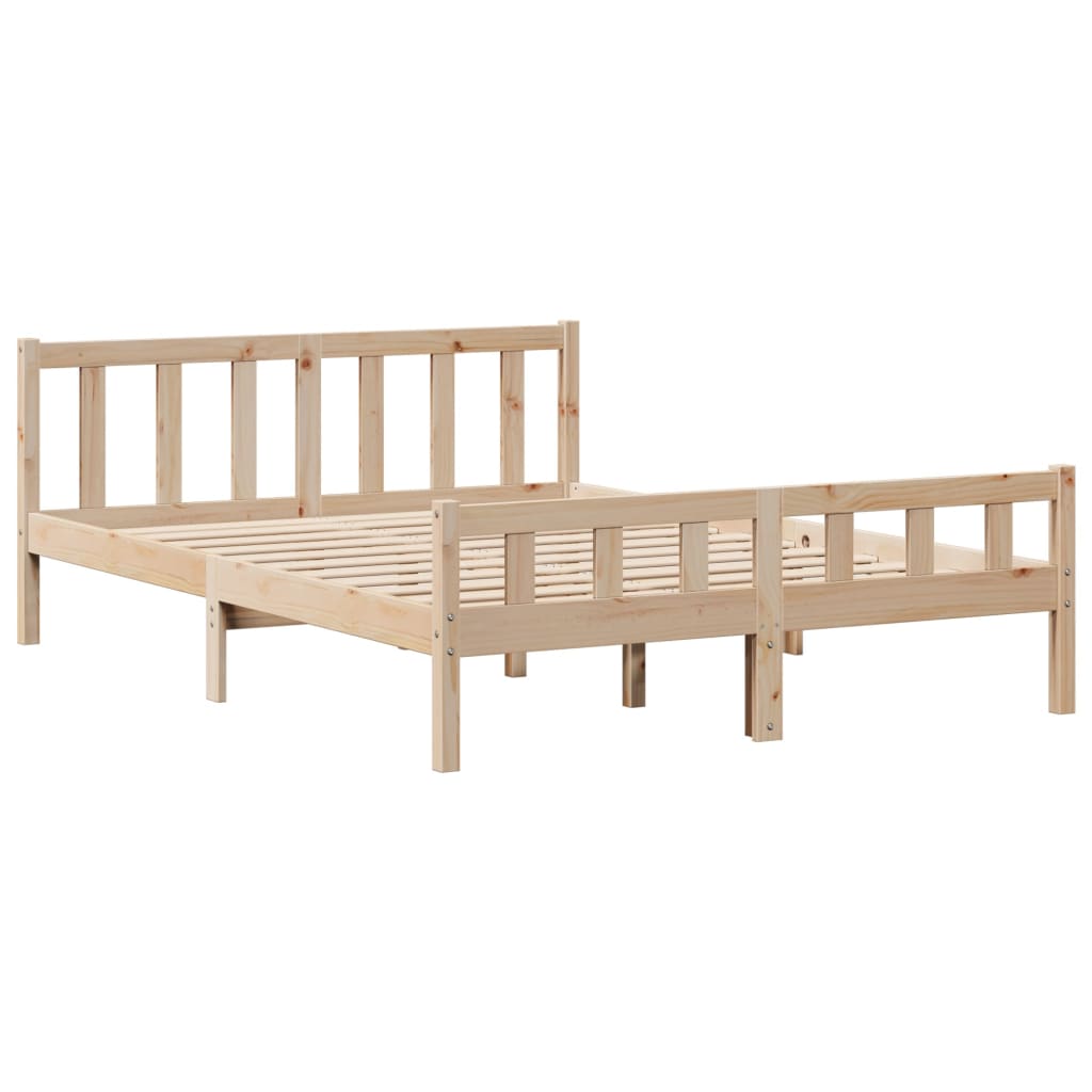 Bookcase Bed without Mattress 150x200 cm King Size Solid Wood Pine