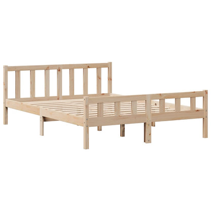 Bookcase Bed without Mattress 150x200 cm King Size Solid Wood Pine