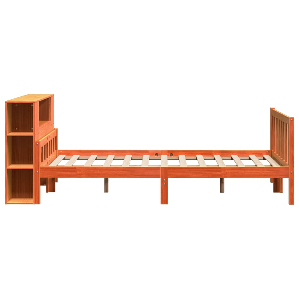 Bookcase Bed without Mattress Wax Brown 150x200 cm King Size Solid Wood