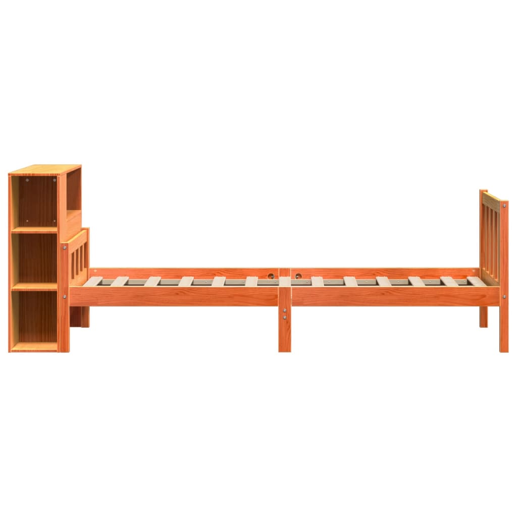 Bookcase Bed without Mattress Wax Brown 75x190 cm Small Single Solid Wood