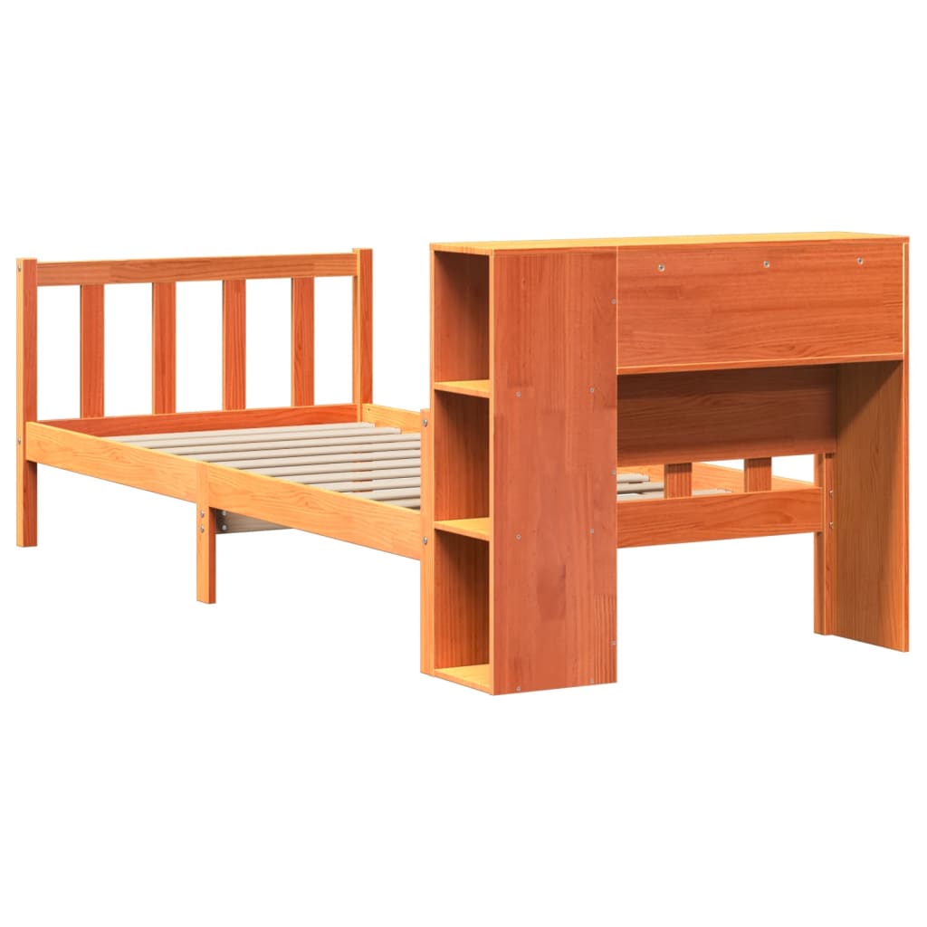 Bookcase Bed without Mattress Wax Brown 75x190 cm Small Single Solid Wood