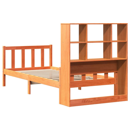 Bookcase Bed without Mattress Wax Brown 90x190 cm Single Solid Wood