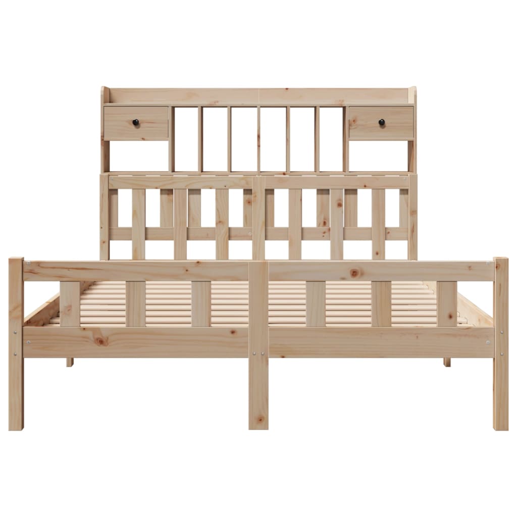 Bookcase Bed without Mattress 150x200 cm King Size Solid Wood Pine