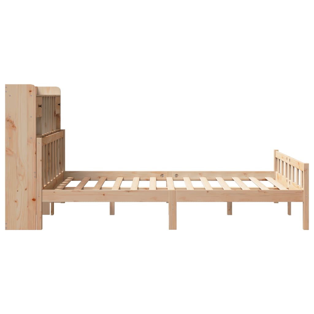 Bookcase Bed without Mattress 150x200 cm King Size Solid Wood Pine