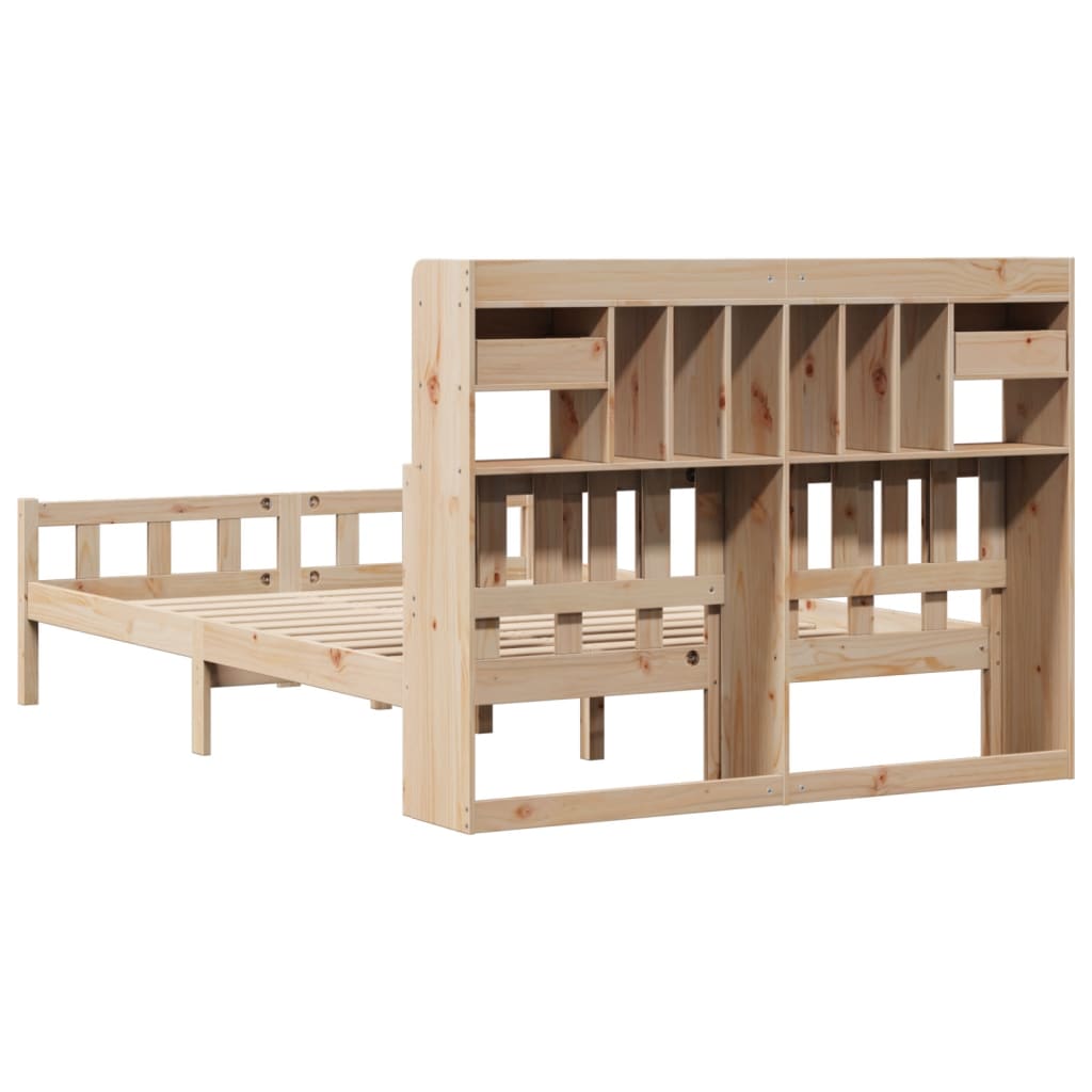 Bookcase Bed without Mattress 150x200 cm King Size Solid Wood Pine