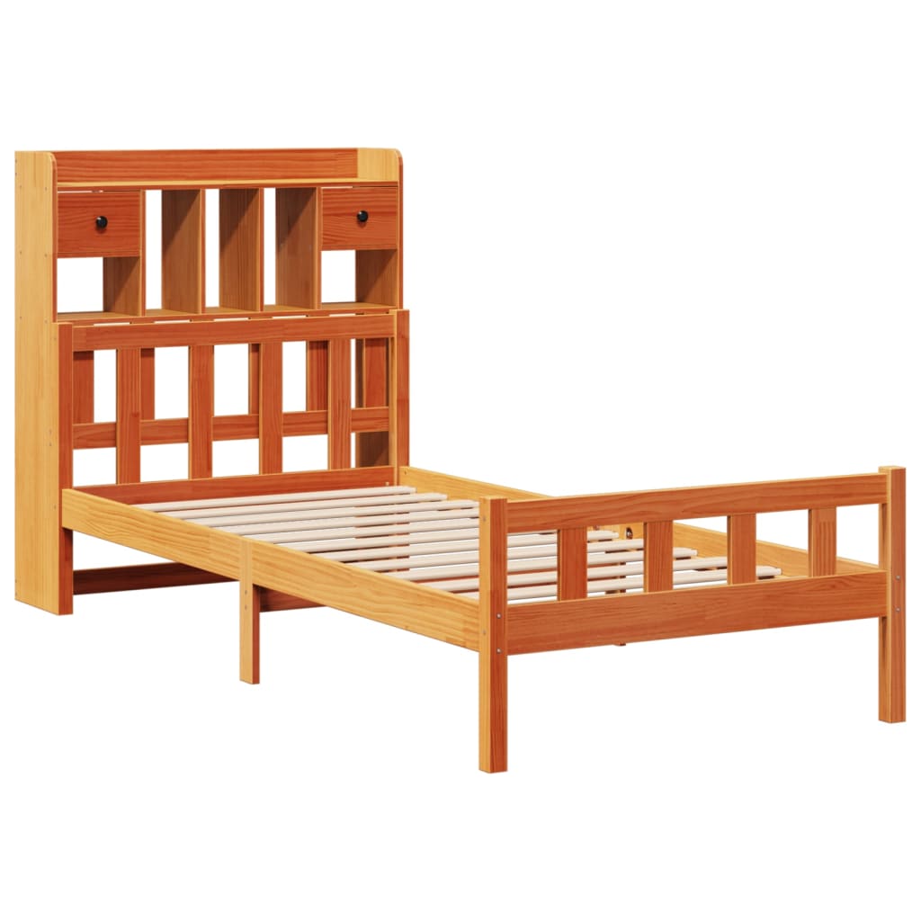 Bookcase Bed without Mattress Wax Brown 90x190 cm Small Single Solid Wood Pine