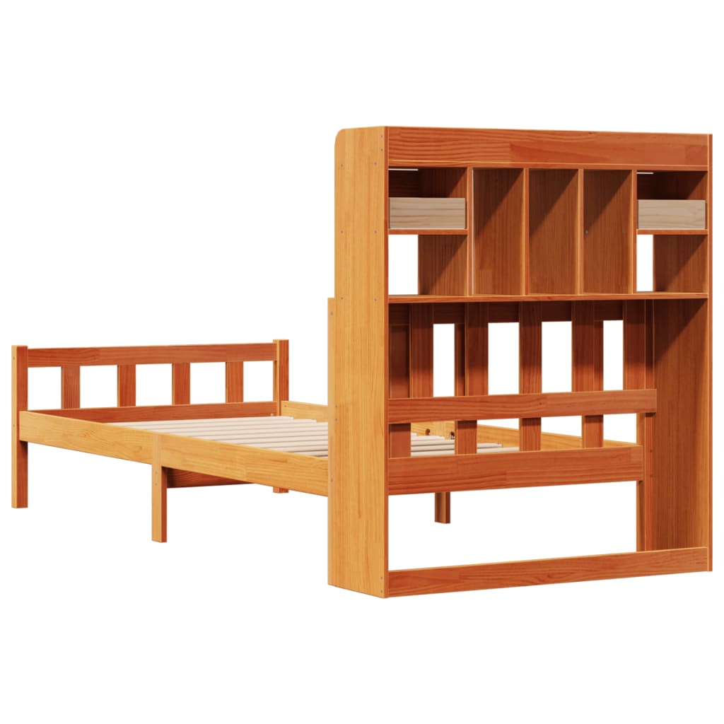 Bookcase Bed without Mattress Wax Brown 90x190 cm Small Single Solid Wood Pine