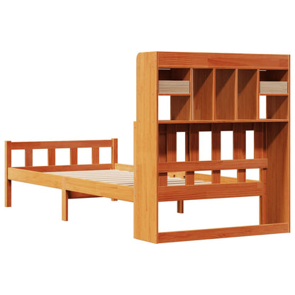 Bookcase Bed without Mattress Wax Brown 90x190 cm Small Single Solid Wood Pine