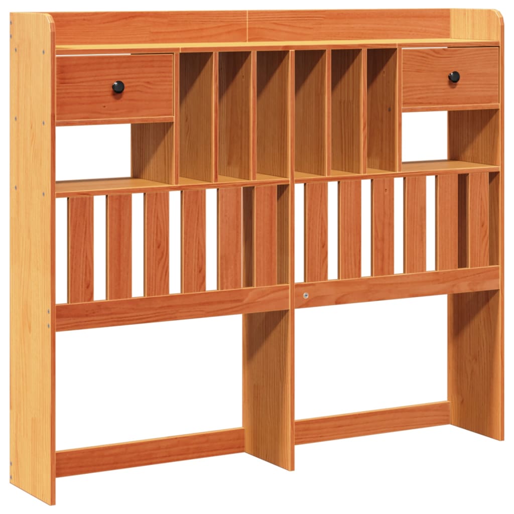 Bookcase Bed without Mattress Wax Brown 150x200 cm King Size Solid Wood Pine