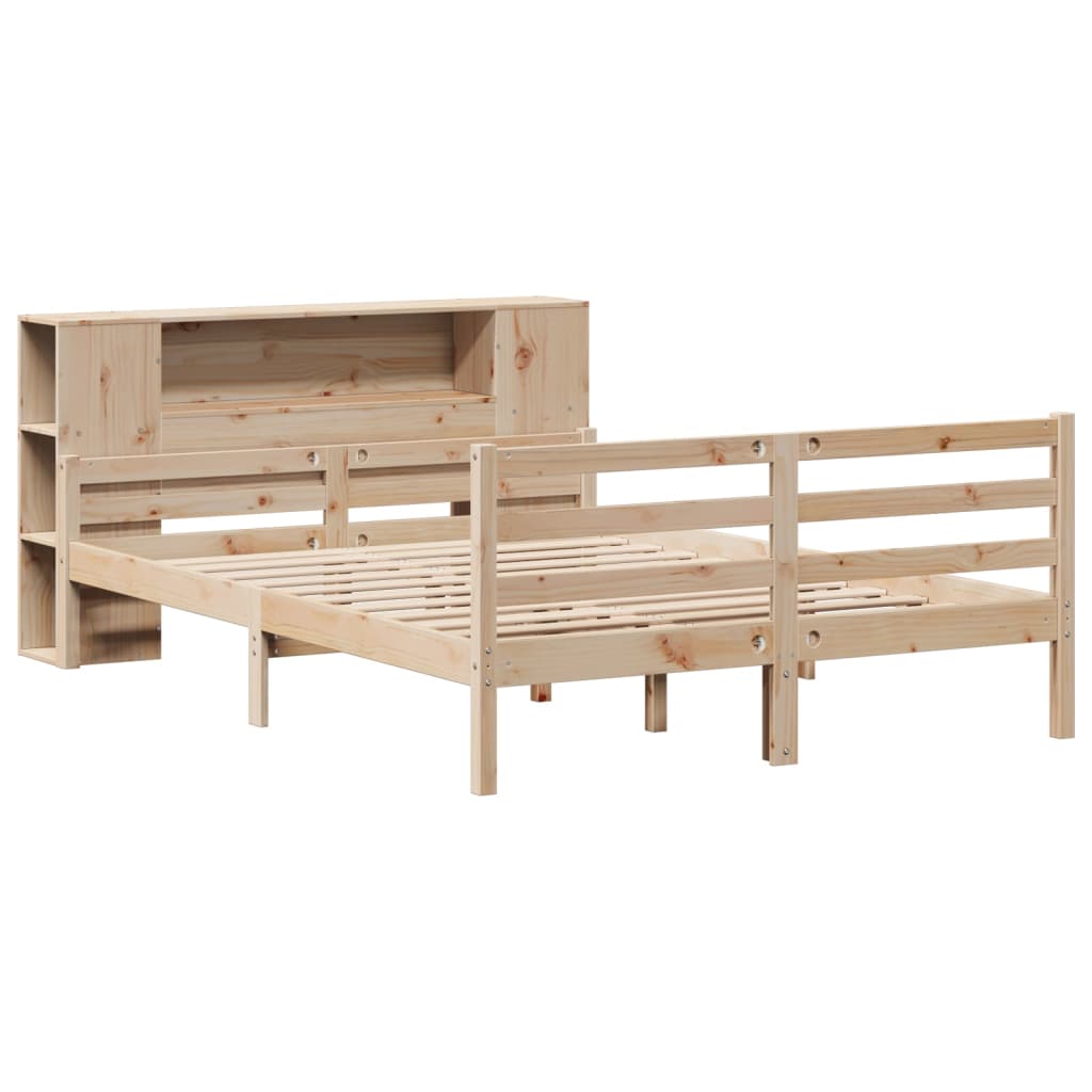 Bookcase Bed without Mattress 135x190 cm Double Solid Wood Pine