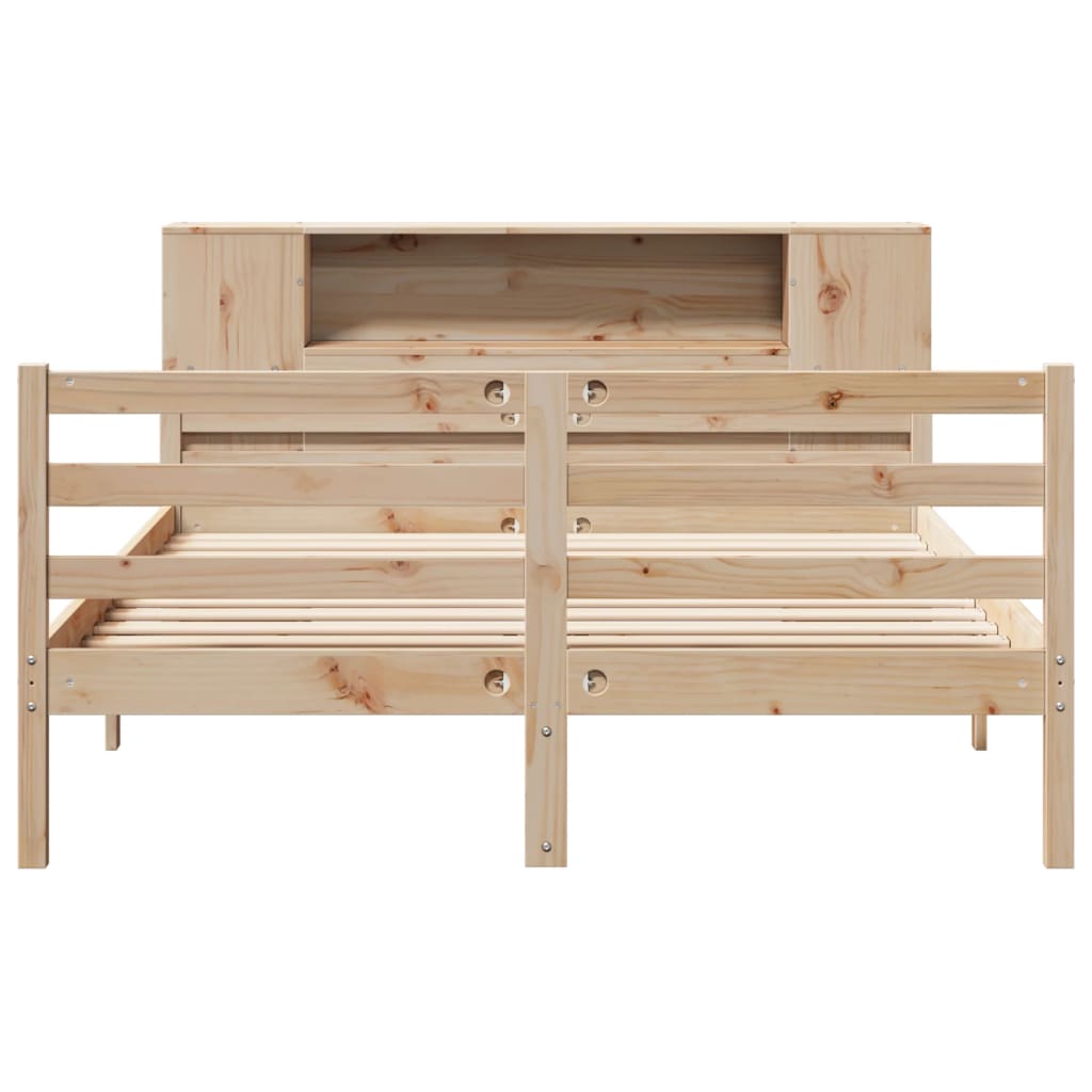 Bookcase Bed without Mattress 135x190 cm Double Solid Wood Pine