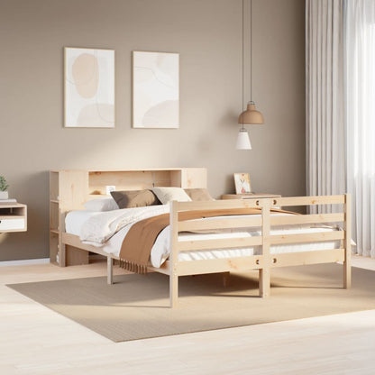 Bookcase Bed without Mattress 135x190 cm Double Solid Wood Pine