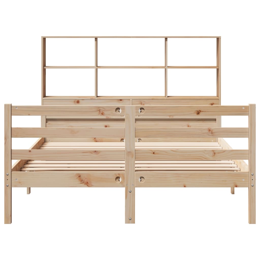 Bookcase Bed without Mattress 120x190 cm Small Double Solid Wood Pine