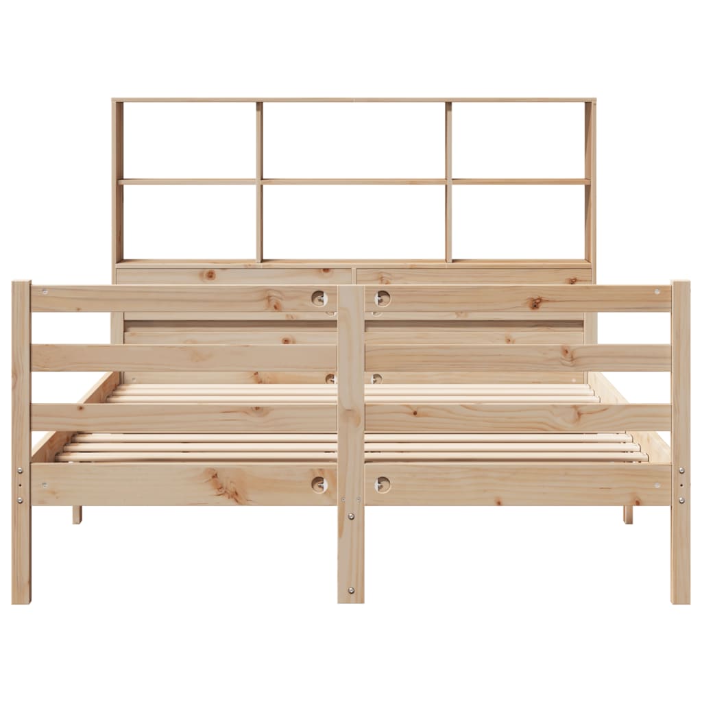 Bookcase Bed without Mattress 135x190 cm Double Solid Wood Pine