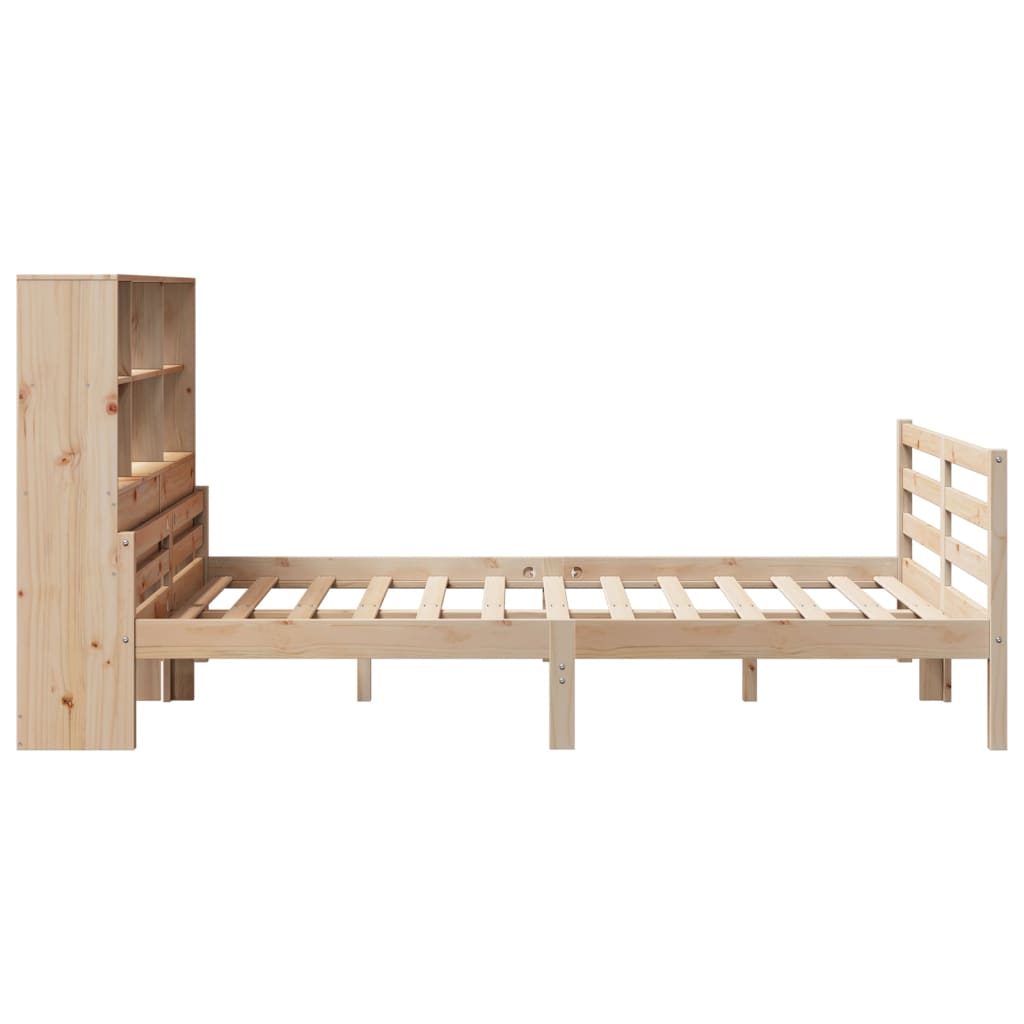 Bookcase Bed without Mattress 135x190 cm Double Solid Wood Pine