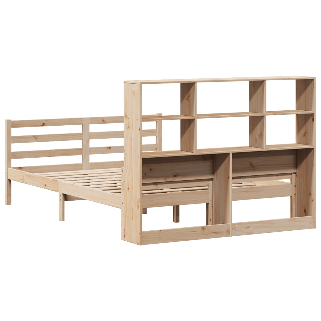 Bookcase Bed without Mattress 135x190 cm Double Solid Wood Pine