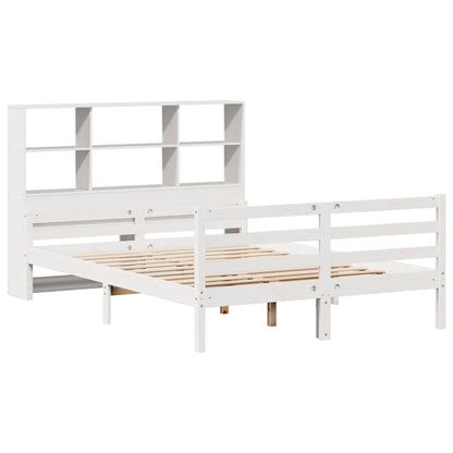 Bookcase Bed without Mattress White 135x190 cm Double Solid Wood Pine