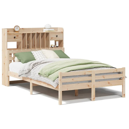 Bookcase Bed without Mattress 135x190 cm Double Solid Wood Pine