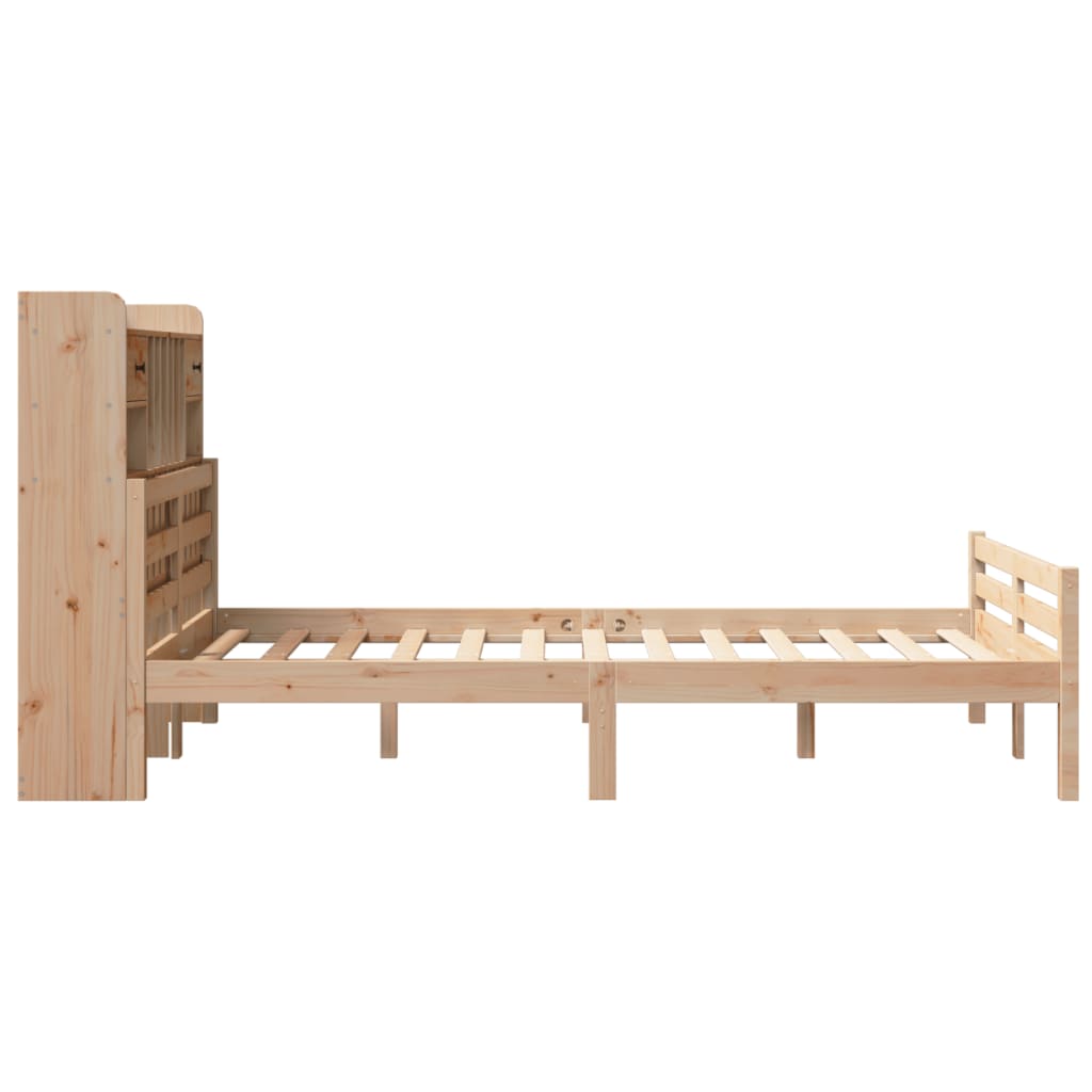 Bookcase Bed without Mattress 135x190 cm Double Solid Wood Pine