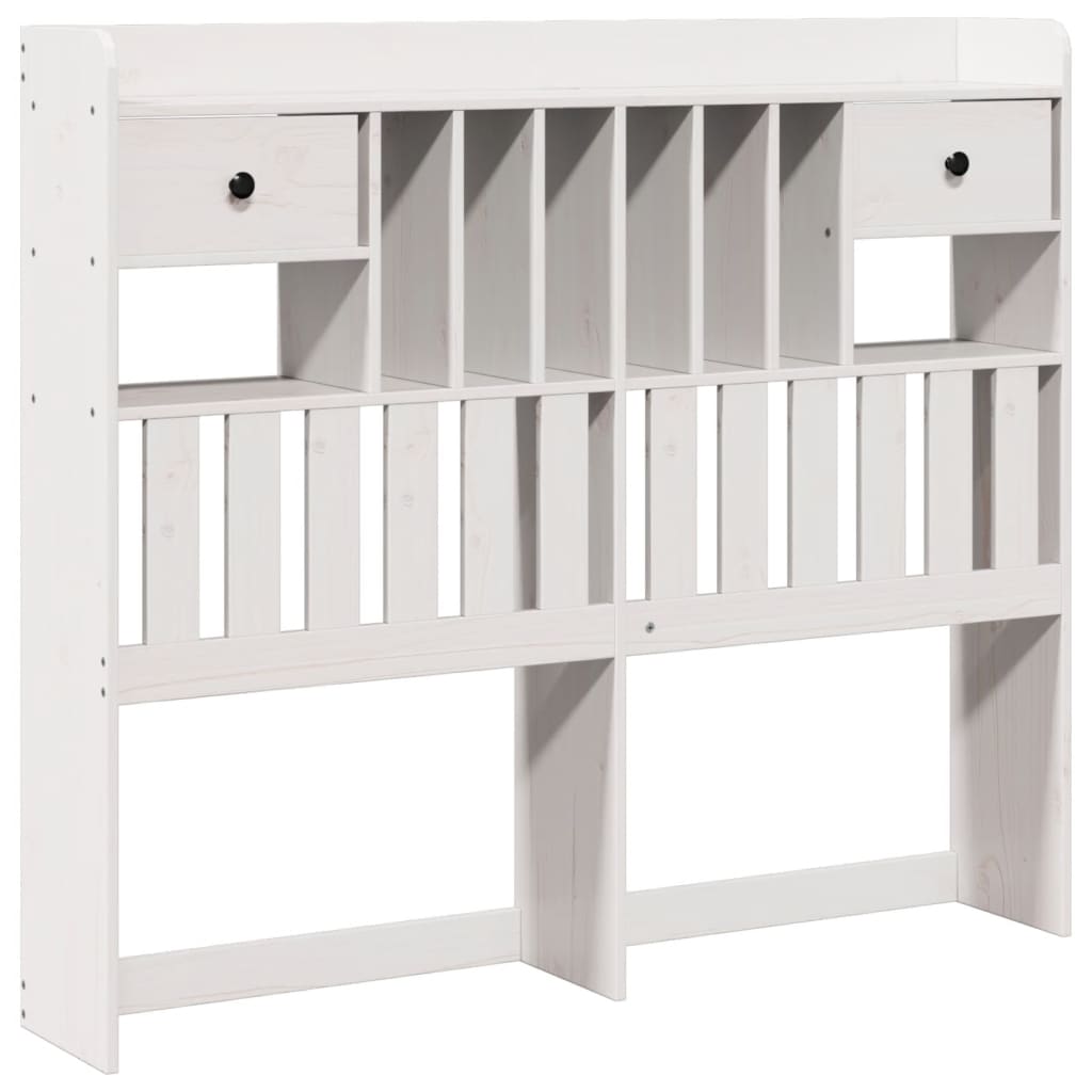 Bookcase Bed without Mattress White 135x190 cm Double Solid Wood Pine