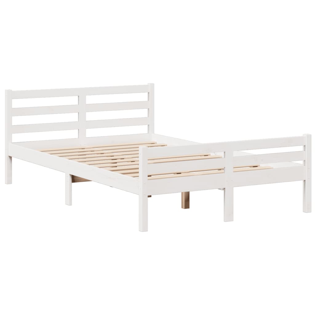 Bookcase Bed without Mattress White 135x190 cm Double Solid Wood Pine