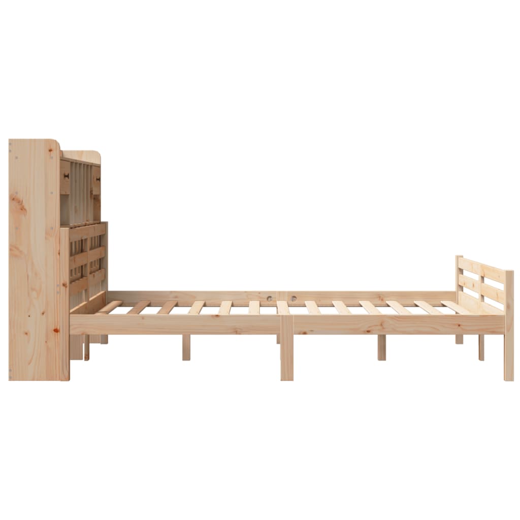 Bookcase Bed without Mattress 150x200 cm King Size Solid Wood Pine