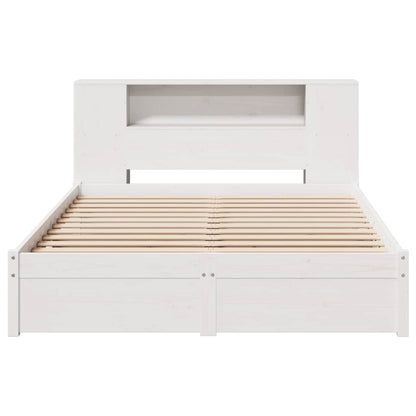 Bookcase Bed without Mattress White 135x190cm Double Solid Wood Pine