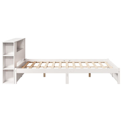 Bookcase Bed without Mattress White 135x190cm Double Solid Wood Pine