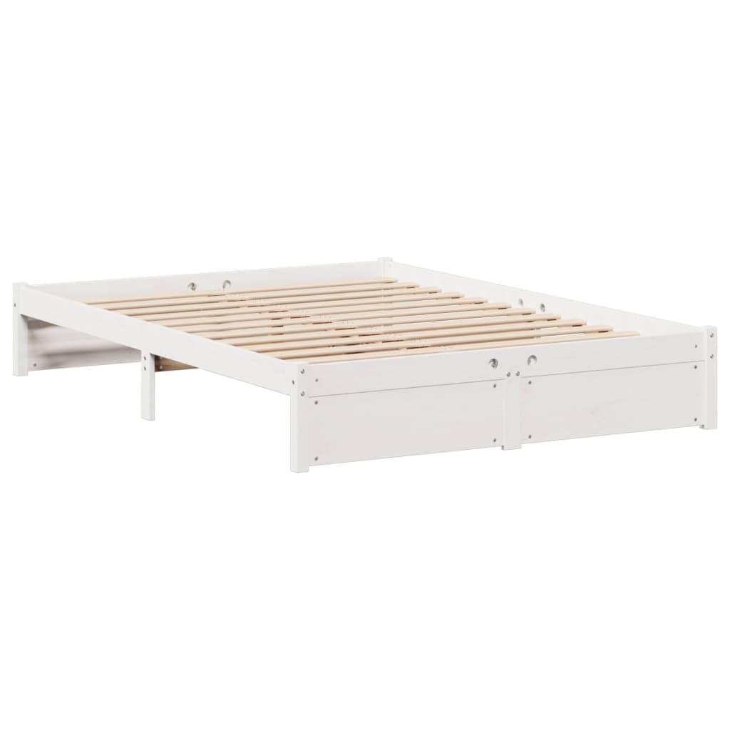 Bookcase Bed without Mattress White 135x190cm Double Solid Wood Pine