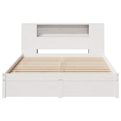 Bookcase Bed without Mattress White 120x200cm Solid Wood Pine