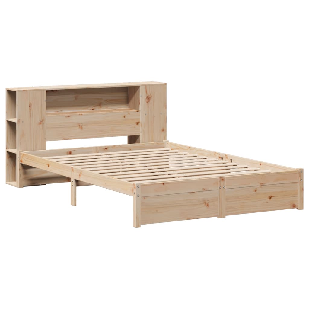 Bookcase Bed without Mattress 140x200cm Solid Wood Pine