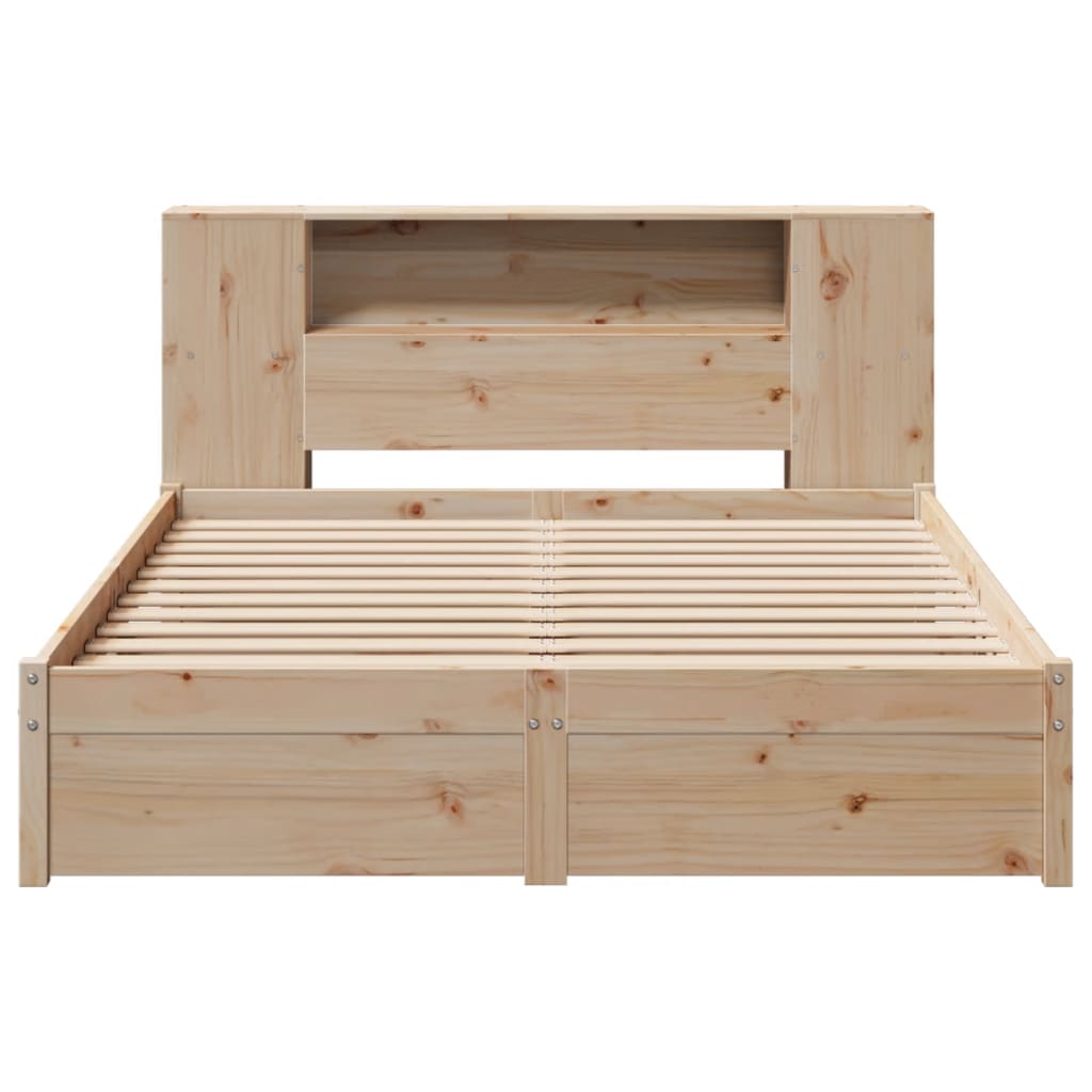 Bookcase Bed without Mattress 140x200cm Solid Wood Pine