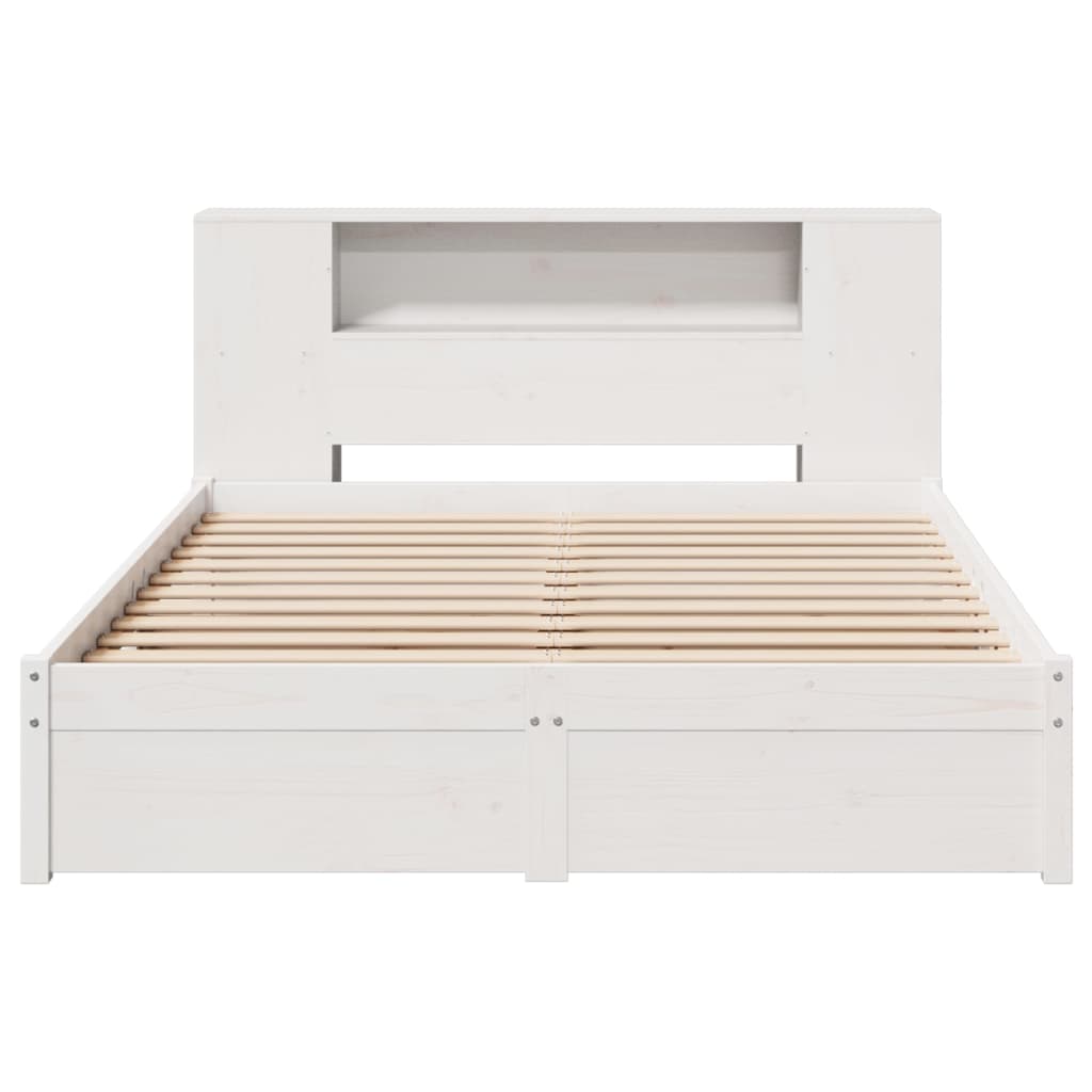 Bookcase Bed without Mattress White 140x200cm Solid Wood Pine