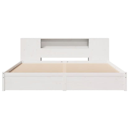 Bookcase Bed without Mattress White 180x200cm Super King Solid Wood Pine