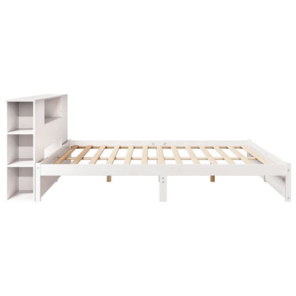 Bookcase Bed without Mattress White 180x200cm Super King Solid Wood Pine